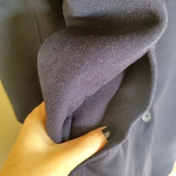 GAP cocoon recycled wool blend oversized coat sz L tall navy - Picture 2 of 10